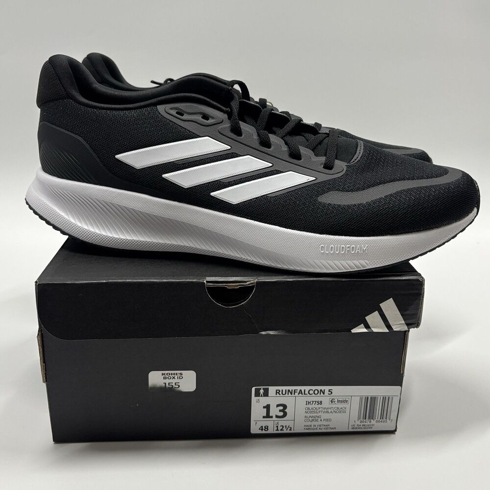 NIB Men’s Black Adidas Run Falcon 5 Running Shoe Sneakers Athletic Footwear